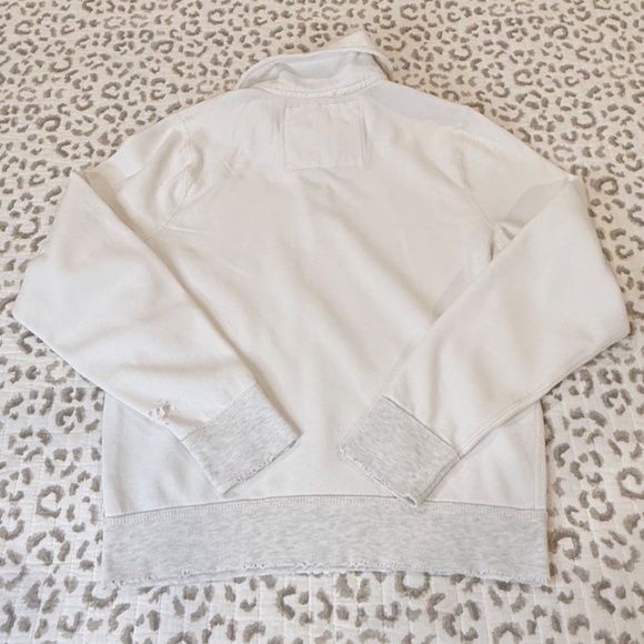 Abercrombie & Fitch Distressed 1/4 Zip Muscle Sweatshirt; White/Grey; Women's L - Picture 6 of 14